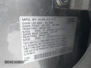 2017 Audi Q7 Premium Plus with VIN WA1LAAF78HD058277, listed as a IAAI auction lot 42145596 with 83,088 mi miles and . Bid and sale history available at DreamBid. Image 9.