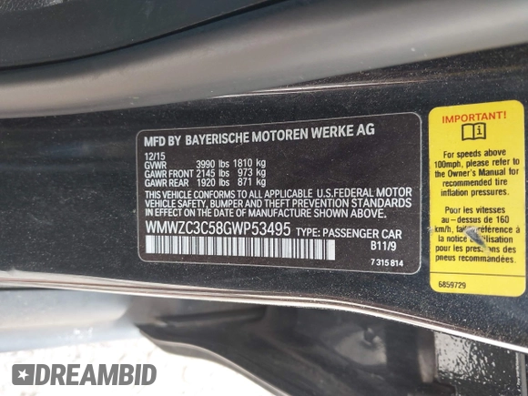 2016 MINI Countryman S with VIN WMWZC3C58GWP53495, listed as a IAAI auction lot 42134455 with 92,862 mi miles and . Bid and sale history available at DreamBid. Image 9.