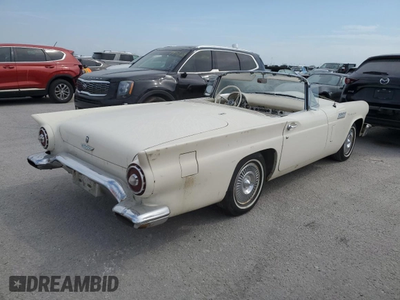 1957 Ford Thunderbird with VIN C7FH382576, listed as a Copart auction lot 75124844 with 22,465 mi miles and Salvage Title. Bid and sale history available at DreamBid. Image 3.