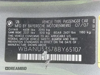 2008 BMW 5 Series 528i with VIN WBANU53578BY65107, listed as a IAAI auction lot 41754660 with 204,524 mi miles and . Bid and sale history available at DreamBid. Image 9.