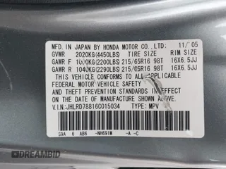 2006 Honda CR-V EX with VIN JHLRD78816C015034, listed as a IAAI auction lot 42121953 with 168,378 mi miles and . Bid and sale history available at carsss.com. Image 9.