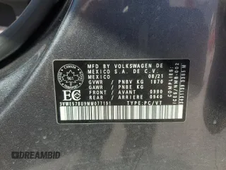2021 Volkswagen Jetta SEL with VIN 3VWE57BU9MM077191, listed as a Copart auction lot 55070935 with 70,612 mi miles and Salvage title. Bid and sale history available at DreamBid. Image 13.