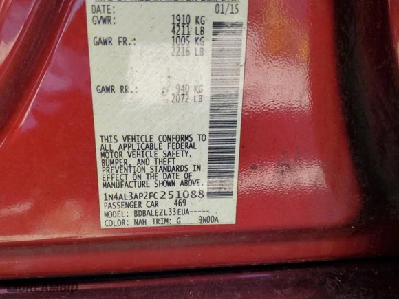 2015 Nissan Altima 2.5 SV with VIN 1N4AL3AP2FC251088, listed as a Copart auction lot 49550765 with 145,721 mi miles and Clean Title. Bid and sale history available at carsss.com. Image 12.