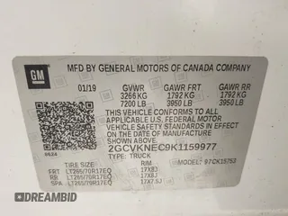 2019 Chevrolet Silverado 1500 Work Truck with VIN 2GCVKNEC9K1159977, listed as a IAAI auction lot 42221740 with 60,663 mi miles and . Bid and sale history available at DreamBid. Image 9.