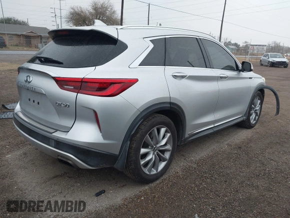 2019 Infiniti QX50 Essential with VIN 3PCAJ5M19KF147049, listed as a IAAI auction lot 41428298 with 68,586 mi miles and . Bid and sale history available at DreamBid. Image 4.