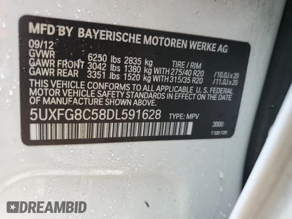 2013 BMW X6 xDrive50i with VIN 5UXFG8C58DL591628, listed as a Copart auction lot 78703294 with 89,215 mi miles and Salvage Title. Bid and sale history available at carsss.com. Image 13.