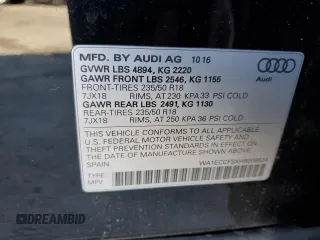 2017 Audi Q3 Premium with VIN WA1ECCFSXHR008924, listed as a Copart auction lot 84751624 with Not provided miles and Salvage title. Bid and sale history available at DreamBid. Image 14.