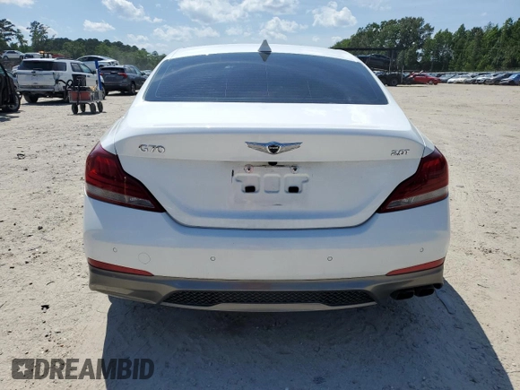 2020 Genesis G70 2.0T with VIN KMTG34LA5LU064227, listed as a Copart auction lot 59328375 with 77,287 mi miles and Salvage title. Bid and sale history available at DreamBid. Image 6.