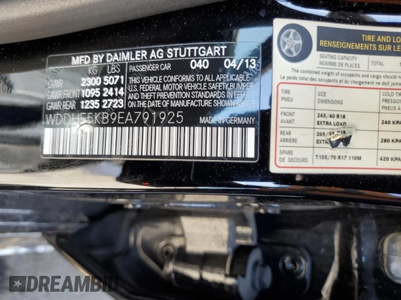 2014 Mercedes-Benz E 350 Sport с VIN WDDHF5KB9EA791925, выставлен на аукционе Copart как лот 54941775 с пробегом 49 636 миль миль и Списание • Salvage title. История ставок и продаж доступна на DreamBid. Изображение 13.