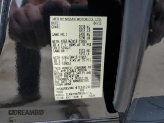 2011 Nissan Frontier Pro-4X with VIN 1N6AD0EVXBC433028, listed as a Copart auction lot 57653305 with 144,753 mi miles and Salvage title. Bid and sale history available at DreamBid. Image 12.