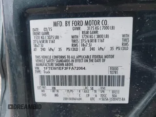 2015 Ford F-150 XLT with VIN 1FTEW1EF3FFA72064, listed as a IAAI auction lot 41888490 with 112,195 mi miles and . Bid and sale history available at DreamBid. Image 9.