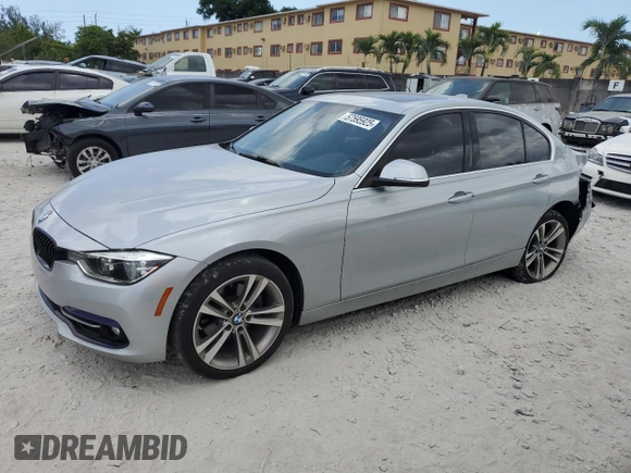 2018 BMW 3 Series 330i xDrive with VIN WBA8D9C50JEM33631, listed as a Copart auction lot 57595925 with 96,582 mi miles and Salvage title. Bid and sale history available at DreamBid. Image 1.