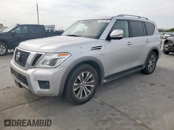 2019 Nissan Armada SL z VIN JN8AY2ND6K9092271, wystawiony jako Copart lot #53181405 z przebiegiem 139 739 mil mil oraz Szkoda całkowita • Salvage title. Historia ofert i sprzedaży dostępna na DreamBid. Obrazek 1.