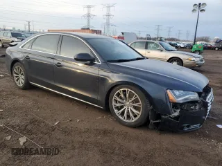 2012 Audi A8 with VIN WAURVAFD0CN025493, listed as a Copart auction lot 86454994 with 142,779 mi miles and Salvage Title. Bid and sale history available at DreamBid. Image 4.