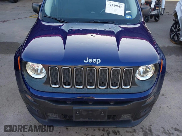 2017 Jeep Renegade Sport with VIN ZACCJAAB2HPE89099, listed as a IAAI auction lot 42329615 with 102,763 mi miles and . Bid and sale history available at DreamBid. Image 6.