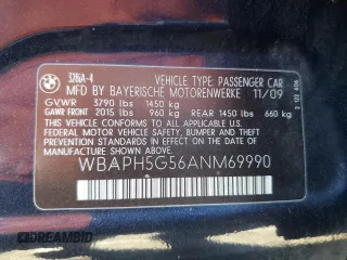 2010 BMW 3 Series 328i with VIN WBAPH5G56ANM69990, listed as a Copart auction lot 87409244 with 111,058 mi miles and Salvage Title. Bid and sale history available at DreamBid. Image 14.