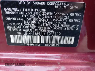 2019 Subaru Crosstrek Premium с VIN JF2GTAEC9KH342339, выставлен на аукционе IAAI как лот 41933808 с пробегом 26 236 миль миль и . История ставок и продаж доступна на DreamBid. Изображение 9.