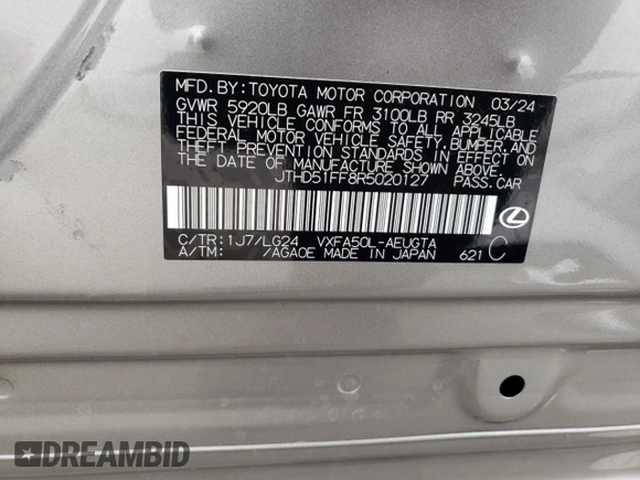 2024 Lexus LS 500 z VIN JTHD51FF8R5020127, wystawiony jako Copart lot #57173835 z przebiegiem 5 020 mil mil oraz Szkoda całkowita • Salvage title. Historia ofert i sprzedaży dostępna na DreamBid. Obrazek 12.