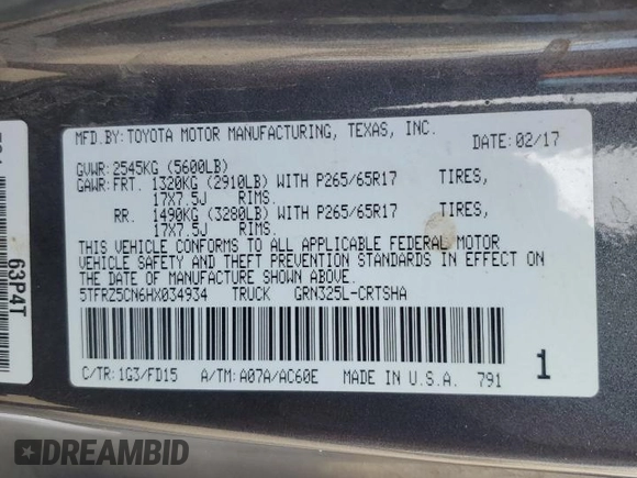 2017 Toyota Tacoma SR5 z VIN 5TFRZ5CN6HX034934, wystawiony jako Copart lot #42181755 z przebiegiem 176 511 mil mil oraz Szkoda całkowita • Salvage title. Historia ofert i sprzedaży dostępna na DreamBid. Obrazek 12.