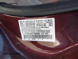 2007 Honda Odyssey EX-L with VIN 5FNRL38697B460066, listed as a IAAI auction lot 41453305 with 169,008 mi miles. Bid and sale history available at carsss.com. Image 9.