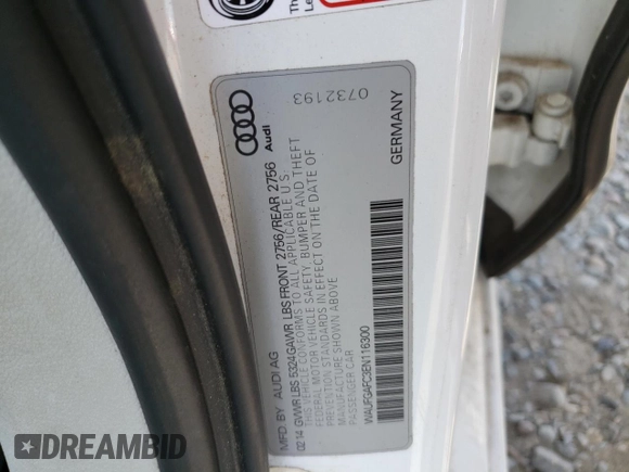 2014 Audi A6 Premium Plus with VIN WAUFGAFC3EN116300, listed as a Copart auction lot 56911945 with 142,399 mi miles and Salvage title. Bid and sale history available at DreamBid. Image 12.