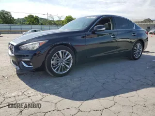 2023 Infiniti Q50 Luxe z VIN JN1EV7BR3PM543411, wystawiony jako Copart lot #57782135 z przebiegiem 14 808 mil mil oraz Szkoda całkowita • Salvage title. Historia ofert i sprzedaży dostępna na DreamBid. Obrazek 1.