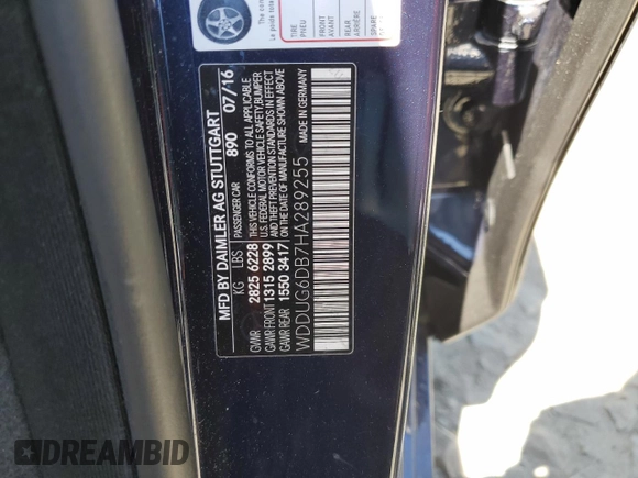 2017 Mercedes-Benz S 550e with VIN WDDUG6DB7HA289255, listed as a Copart auction lot 55859504 with 50,433 mi miles and Salvage Title. Bid and sale history available at DreamBid. Image 14.