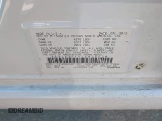 2012 Mitsubishi Galant ES with VIN 4A32B3FF4CE025620, listed as a IAAI auction lot 41280365 with 181,417 mi miles. Bid and sale history available at carsss.com. Image 9.