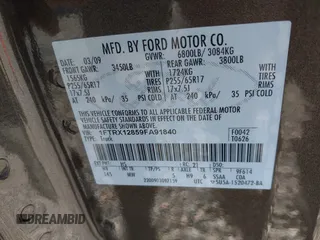 2009 Ford F-150 STX with VIN 1FTRX12859FA91840, listed as a IAAI auction lot 42044464 with 189,524 mi miles and . Bid and sale history available at DreamBid. Image 9.