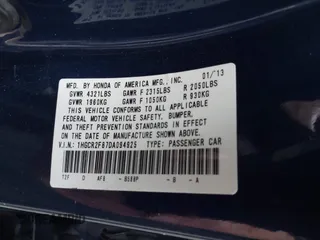 2013 Honda Accord Sdn EX-L with VIN 1HGCR2F87DA094925, listed as a IAAI auction lot 42029049 with 137,500 mi miles. Bid and sale history available at carsss.com. Image 9.