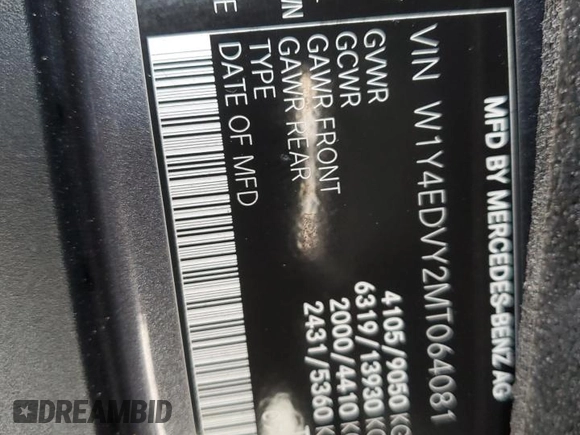 2021 Mercedes-Benz Sprinter with VIN W1Y4EDVY2MT064081, listed as a Copart auction lot 87315064 with Not Provided miles and Salvage Title. Bid and sale history available at DreamBid. Image 13.