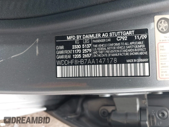2010 Mercedes-Benz E 350 Luxury with VIN WDDHF8HB7AA147178, listed as a IAAI auction lot 42128958 with 106,673 mi miles and . Bid and sale history available at DreamBid. Image 9.