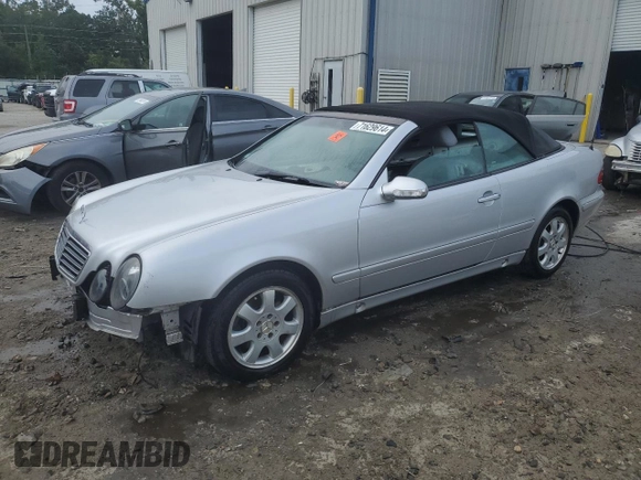 2003 Mercedes-Benz CLK-Class 3.2L with VIN WDBLK65G23T134316, listed as a Copart auction lot 71629614 with 141,239 mi miles and Salvage Title. Bid and sale history available at carsss.com. Image 1.