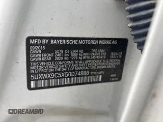 2016 BMW X3 xDrive28i with VIN 5UXWX9C5XG0D74886, listed as a Copart auction lot 56598845 with 161,932 mi miles and Clean Title. Bid and sale history available at DreamBid. Image 10.
