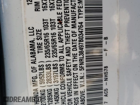 2007 Honda Odyssey EX с VIN 5FNRL38497B034764, выставлен на аукционе Copart как лот 58607635 с пробегом 77 028 миль миль и Чистый • Clean title. История ставок и продаж доступна на DreamBid. Изображение 15.
