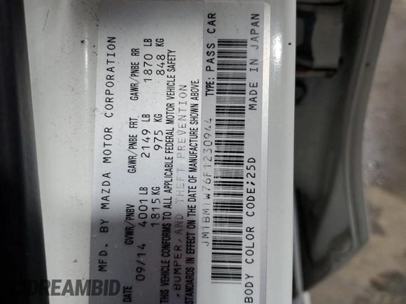 2015 Mazda 3 i Grand Touring with VIN JM1BM1W76F1230944, listed as a Copart auction lot 43342925 with 156,866 mi miles and Salvage Title. Bid and sale history available at DreamBid. Image 13.