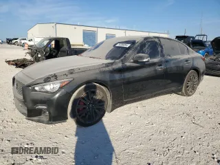 2021 Infiniti Q50 Red Sport 400 with VIN JN1FV7DP0MM850191, listed as a Copart auction lot 76396894 with 52,351 mi miles and Clean Title. Bid and sale history available at DreamBid. Image 1.
