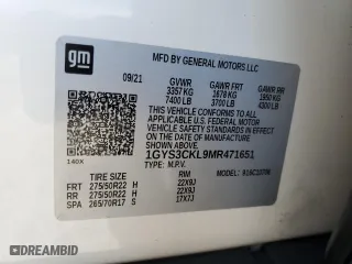 2021 Cadillac Escalade Premium Luxury with VIN 1GYS3CKL9MR471651, listed as a Copart auction lot 44301275 with 24,328 mi miles and Salvage Title. Bid and sale history available at carsss.com. Image 13.