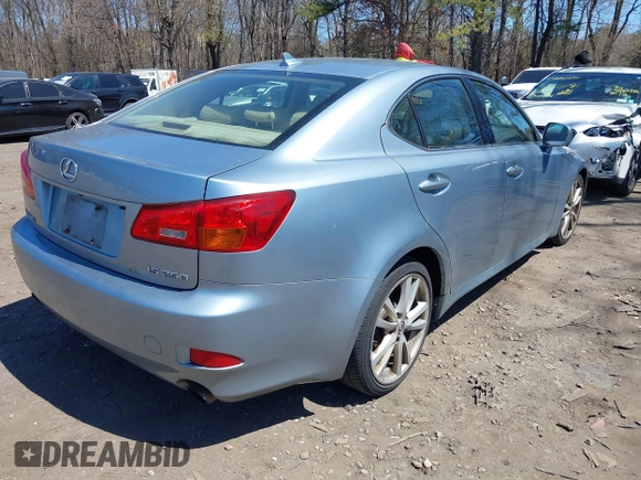 2007 Lexus IS with VIN JTHBK262775050123, listed as a IAAI auction lot 42071853 with 169,479 mi miles. Bid and sale history available at carsss.com. Image 6.