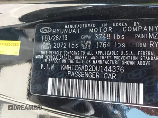 2013 Hyundai Veloster w/Black Int with VIN KMHTC6AD2DU144376, listed as a IAAI auction lot 42720882 with 143,023 mi miles and . Bid and sale history available at DreamBid. Image 9.