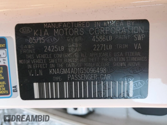 2016 Kia Optima Hybrid with VIN KNAGM4AD1G5096498, listed as a Copart auction lot 88903695 with 98,020 mi miles and Salvage Title. Bid and sale history available at carsss.com. Image 12.