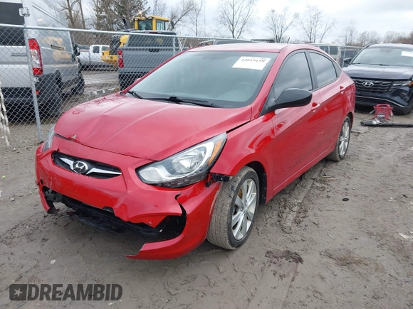 2013 Hyundai Accent GLS with VIN KMHCU4AE7DU461600, listed as a IAAI auction lot 42019159 with 53,452 mi miles. Bid and sale history available at carsss.com. Image 17.