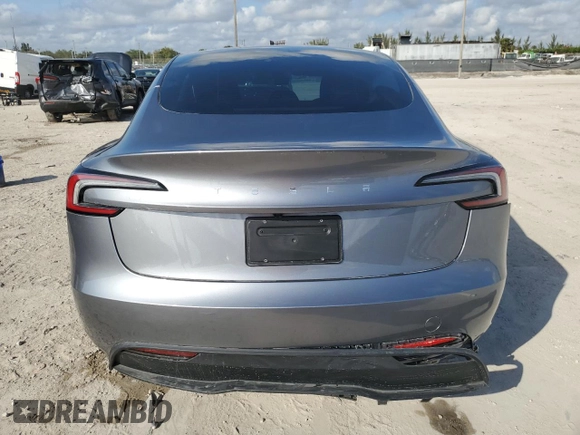 2025 Tesla Model 3 Long Range with VIN 5YJ3E1EA9SF918209, listed as a Copart auction lot 41908235 with Not provided miles and Salvage title. Bid and sale history available at DreamBid. Image 6.