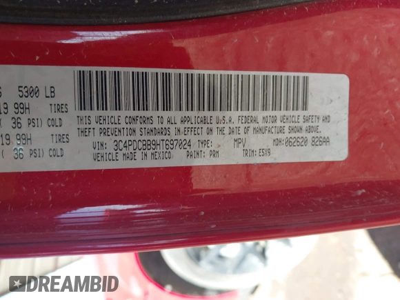 2017 Dodge Journey SXT with VIN 3C4PDCBB9HT697024, listed as a IAAI auction lot 41850656 with 95,154 mi miles and . Bid and sale history available at DreamBid. Image 9.