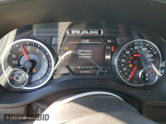 2020 Ram 1500 Laramie with VIN 1C6SRFDT0LN253615, listed as a Copart auction lot 49910145 with 77,895 mi miles and Salvage Title. Bid and sale history available at carsss.com. Image 9.