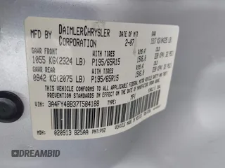 2007 Chrysler PT Cruiser with VIN 3A4FY48B37T584188, listed as a IAAI auction lot 42660538 with 87,505 mi miles and . Bid and sale history available at DreamBid. Image 9.