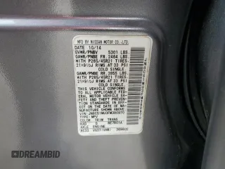 2015 Infiniti QX70 with VIN JN8CS1MU3FM380970, listed as a Copart auction lot 54387985 with 126,955 mi miles and Salvage Title. Bid and sale history available at DreamBid. Image 13.
