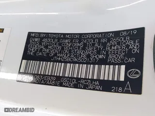 2019 Lexus RC with VIN JTHHZ5BC9K5021317, listed as a IAAI auction lot 41626865 with 81,230 mi miles. Bid and sale history available at carsss.com. Image 9.