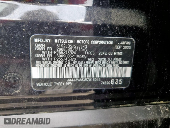 2024 Mitsubishi Outlander SE z VIN JA4J3VA8XRZ016044, wystawiony jako Copart lot #55844845 z przebiegiem 20 440 mil mil oraz Czysty tytuł • Clean title. Historia ofert i sprzedaży dostępna na DreamBid. Obrazek 13.