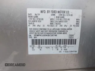 2019 Ford Edge SEL with VIN 2FMPK3J95KBC26748, listed as a IAAI auction lot 42027378 with 72,439 mi miles and . Bid and sale history available at DreamBid. Image 9.